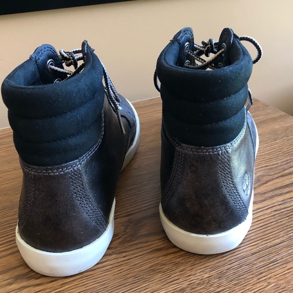 Timberland Black Metallic High Top Leather Sneaker - Picture 12 of 14